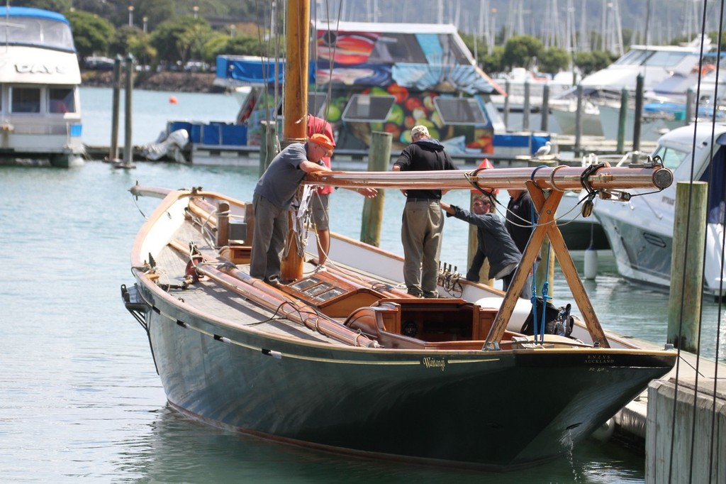 Waitangi shows off her classic Logan lines being hauled at Orams on Monday © Richard Gladwell www.photosport.co.nz